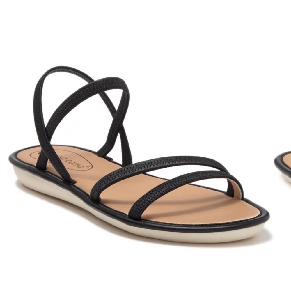 𝅺CORSO COMO NEW Bakima Leather Elastic Black Boho Casual Sandal